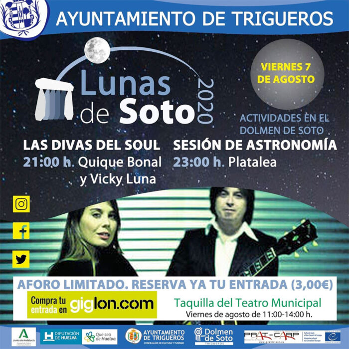 Vicky Luna y Quique Bonal en Las Lunas de Soto Dolmen Trigueros Agosto 2020