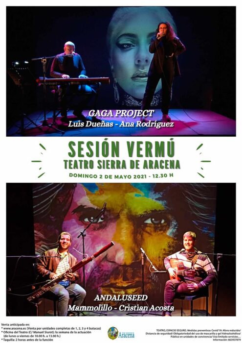 Conciertos Andaluseed Gaga Project Aracena Sesión Vermú Teatro Sierra de Aracena 2 mayo 2021