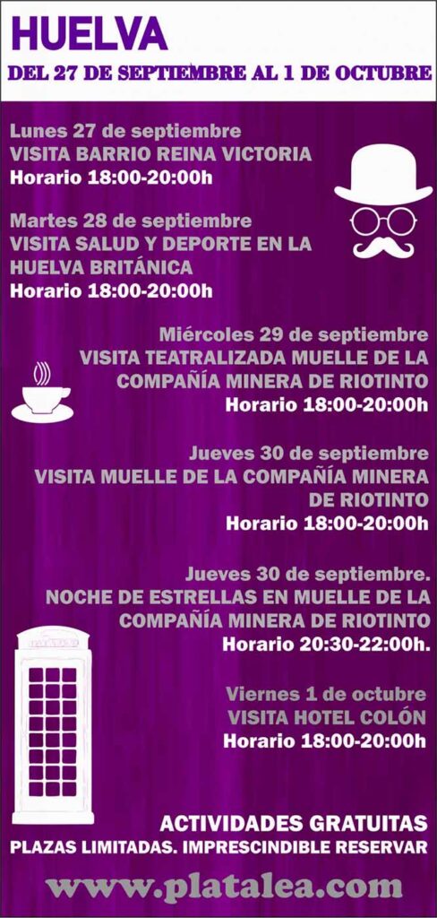 actividades turisticas Huelva octubre 2021 aniversario mineria barrio obrero muelle del tinto