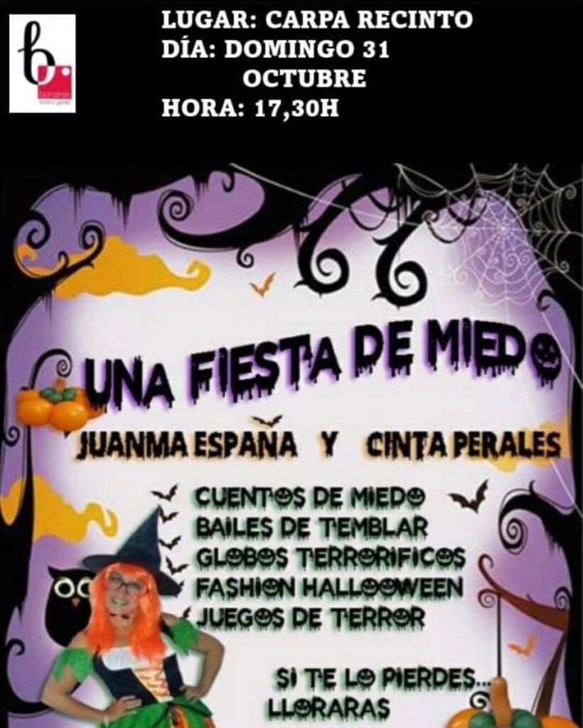 fiesta halloween Bonares Juanma Espana Cinta perales 31 octubre carpa municipal 2021
