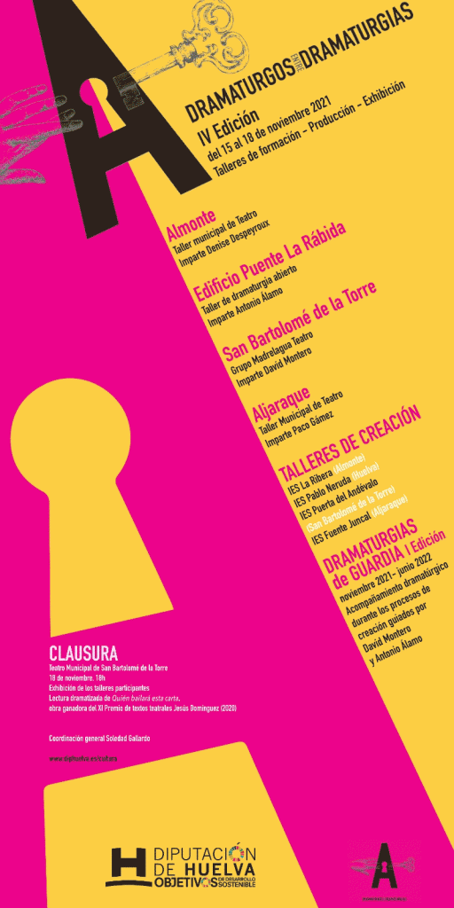 dramaturgos y dramaturgias 2021 talleres formacion produccion exhibicion teatral artes escenicas Almonte San Bartolome Aljaraque del 15 al 18 de noviembre