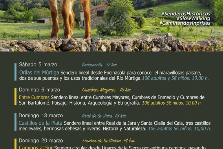 Senderismo por Huelva marzo 2022 Encinasola Cumbres Mayores Real de la Jara Linares de la Sierra Higuera Vestigia