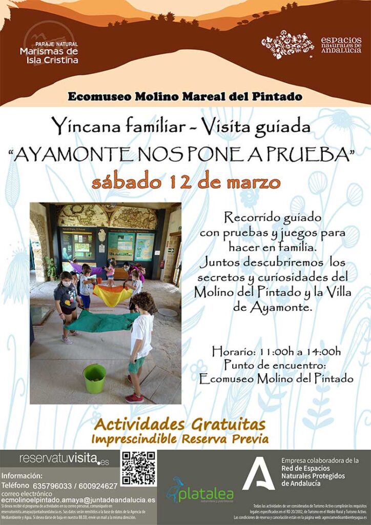 Yincana familiar eco molino del Pintado Ayamonte actividad gratuita 12 marzo