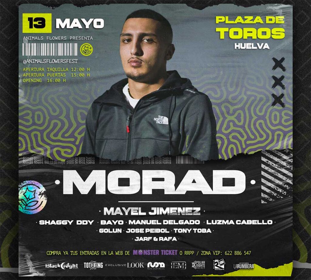 Morad Mayel Jimenez 13 mayo non stop music festival plaza de toros de Huelva 2022