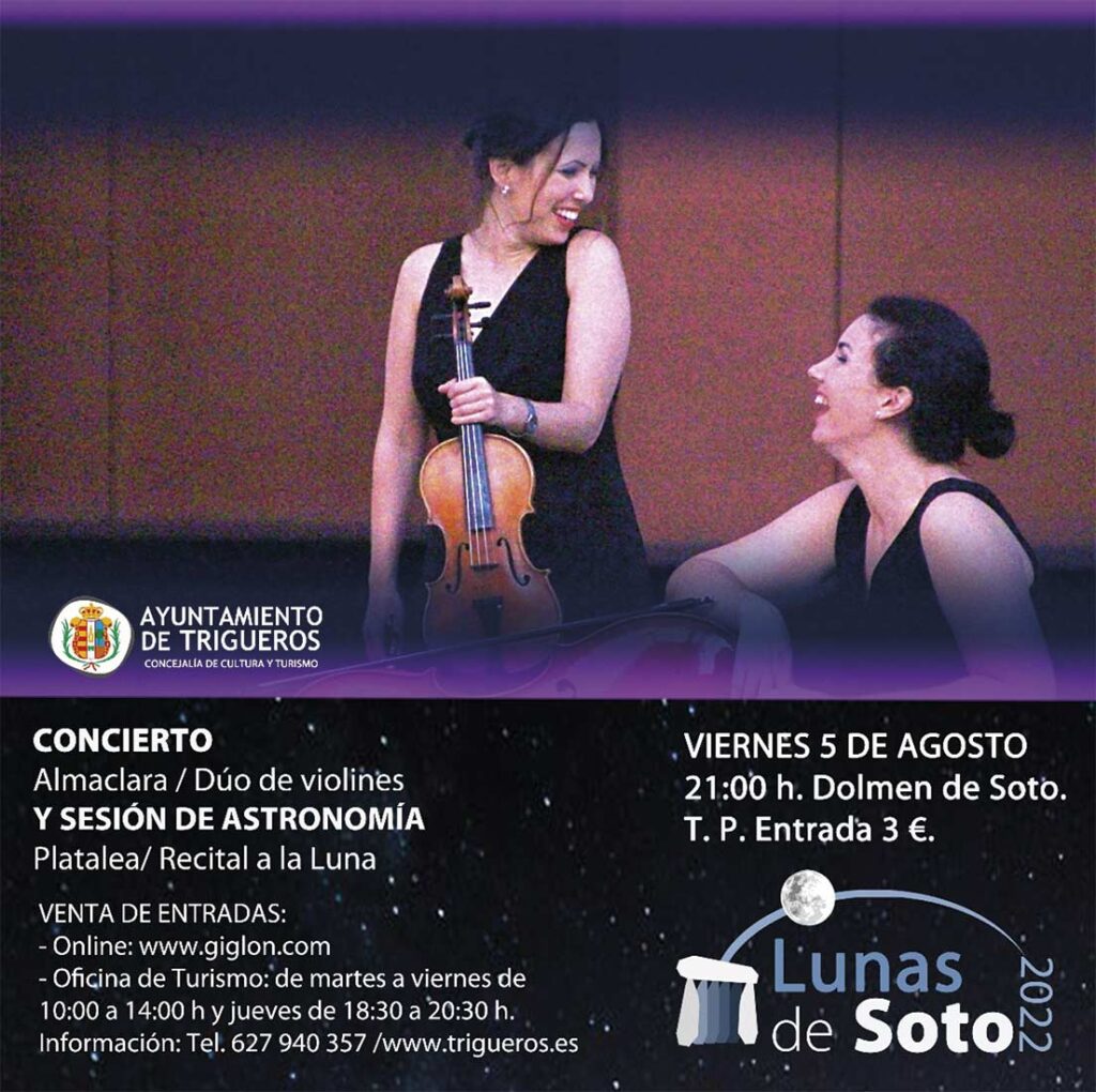 Concierto almaclara duo de violines sesion de astronomia 5 de agosto 2022