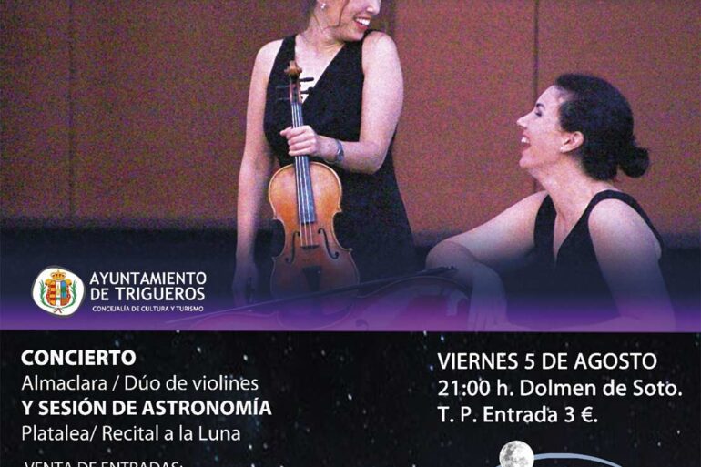 Concierto almaclara duo de violines sesion de astronomia 5 de agosto 2022