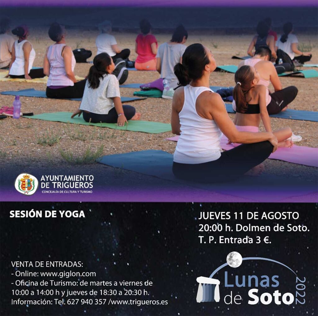 Sesion de yoga en el dolmen de Soto Lunas de Soto 2022 5 de agosto