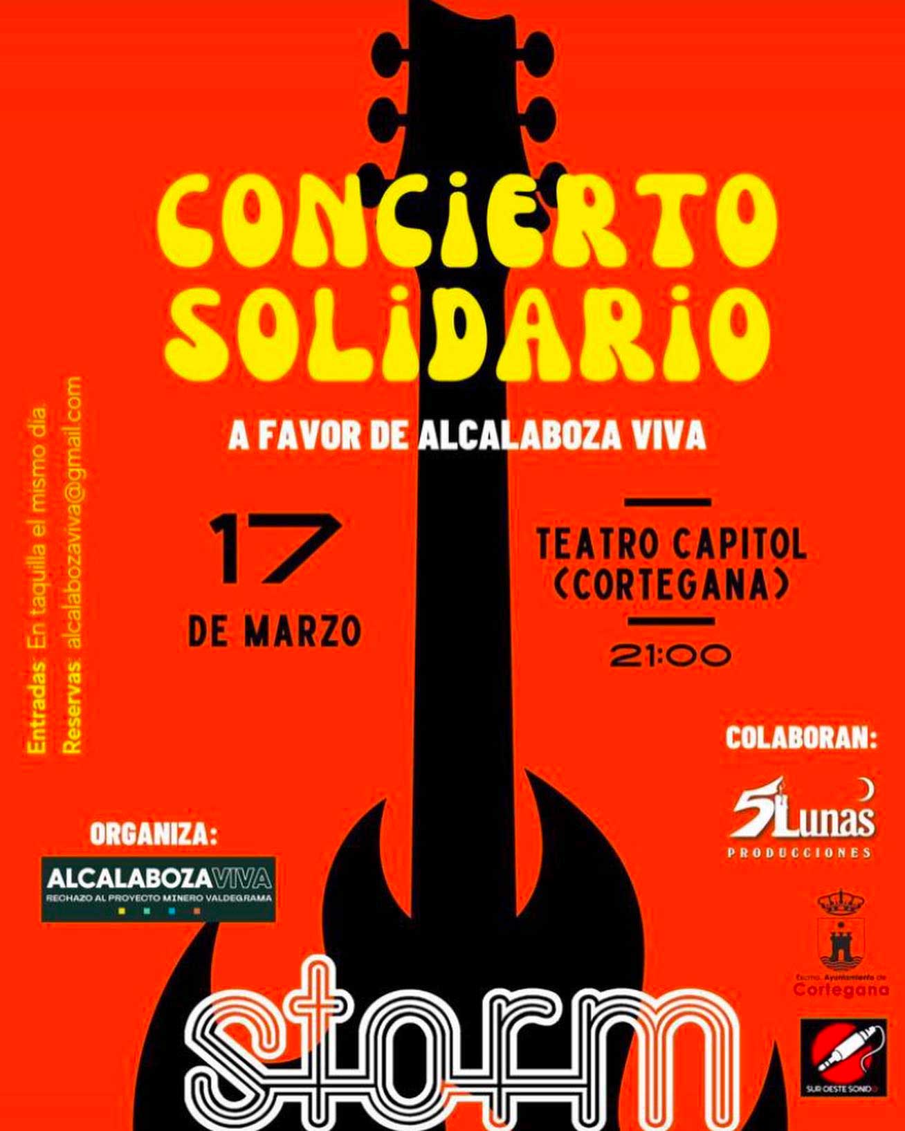 Concierto solidario Storm Alcalaboza viva 17 de marzo Cortegana