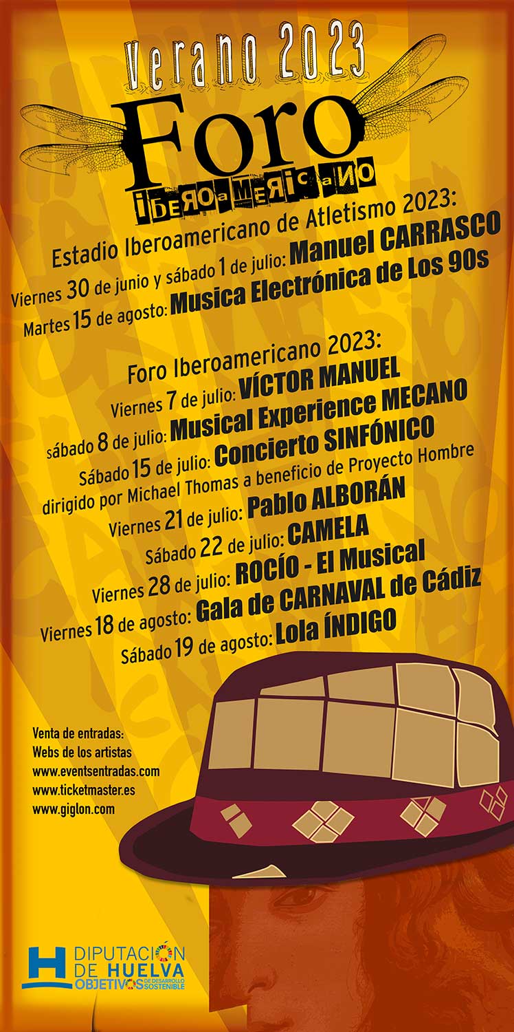 Cartel Foro Iberoamericano 2023 conciertos verano en Huelva