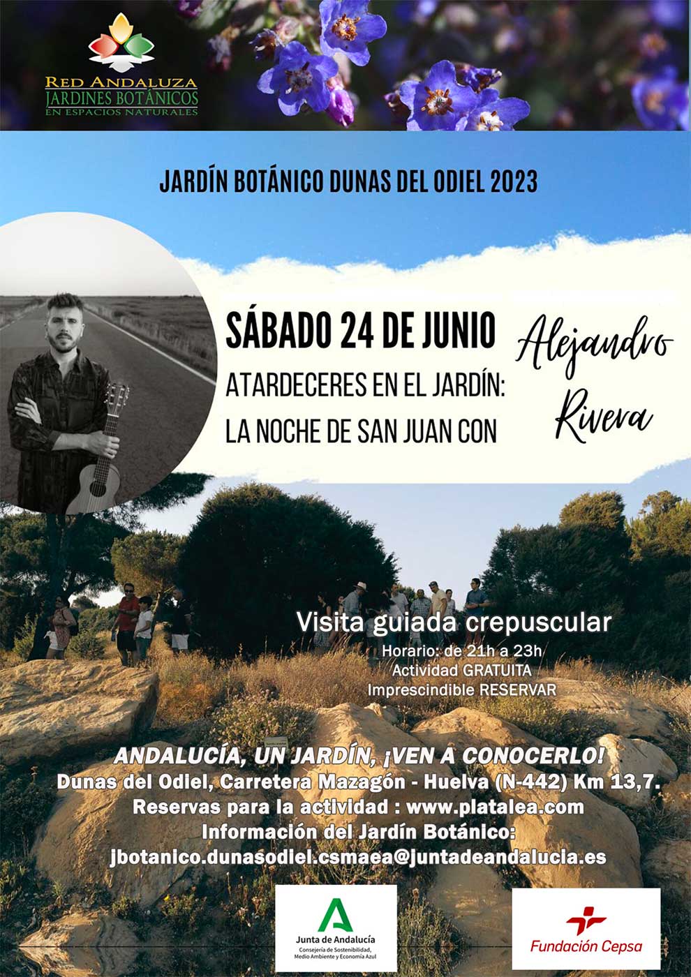 Concierto Alejandro Rivera jardin botanico dunas del odiel 2023 noche de san juan 24 de junio