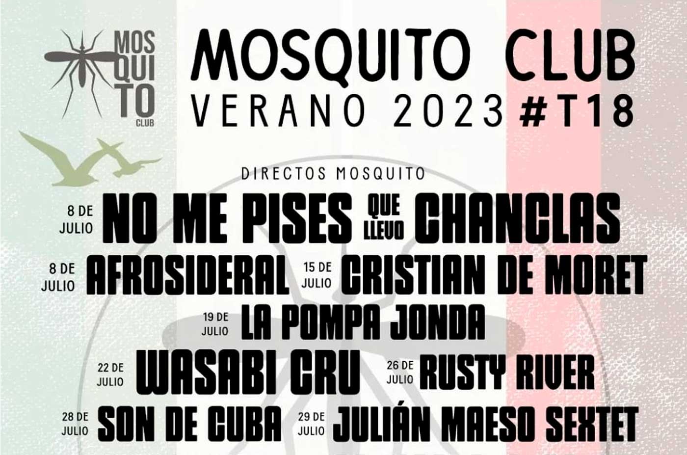 Mosquito Club programacion conciertos verano 2023 julio agosto Tomasito No me pises que llevo chanclas