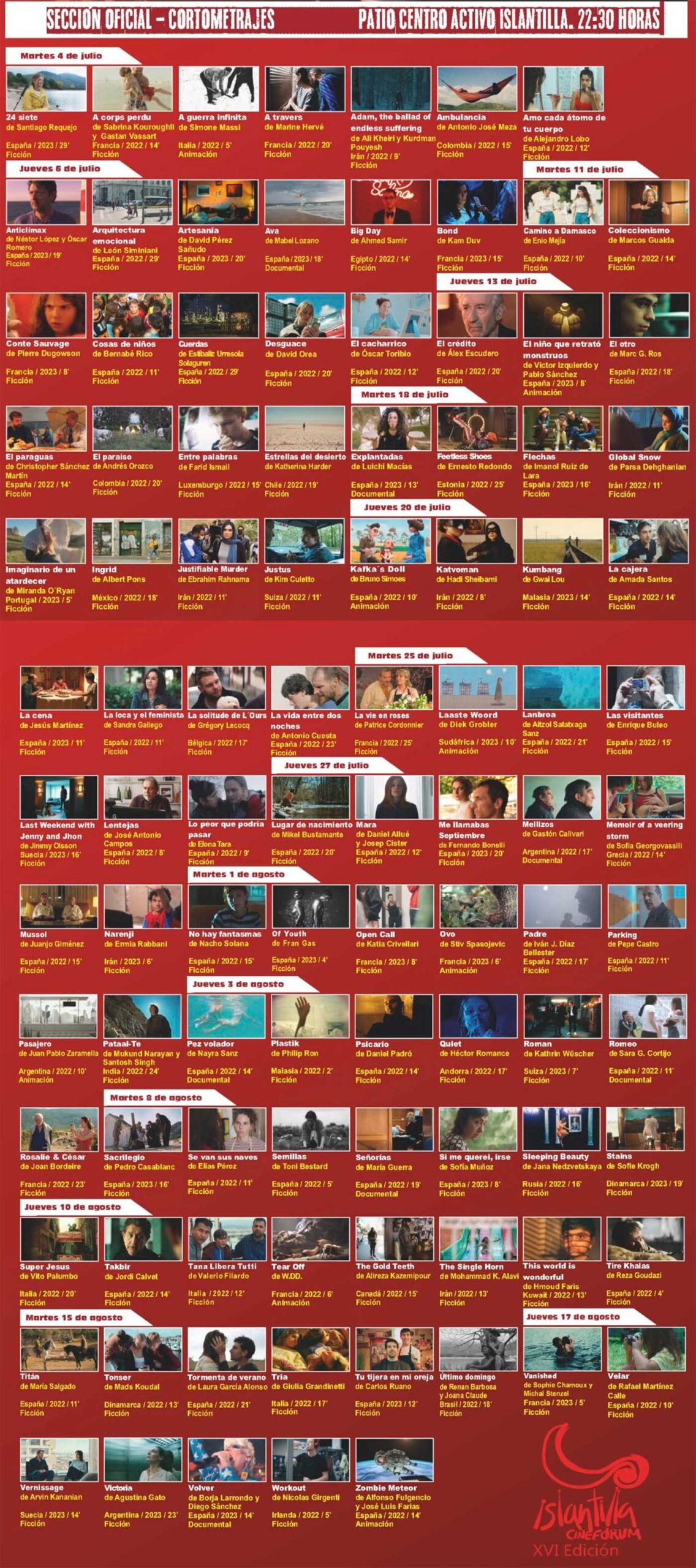Cortometrajes seccion oficial Islantilla cineforum festival de cine 2023