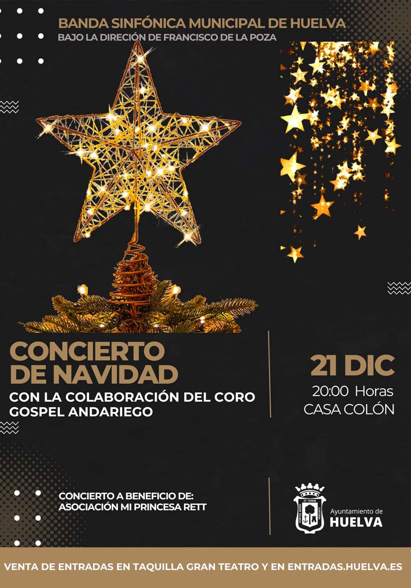 Concierto de navidad de la banda sinfonica municipal de Huelva 21 de diciembre Casa Colon 2023 con el coro gospel andariego