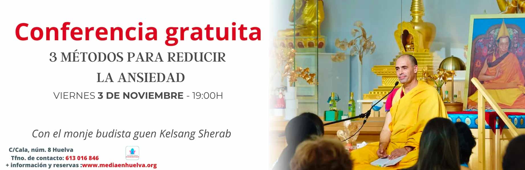 Conferencia gratuita 3 noviembre meditacion meditar en Huelva