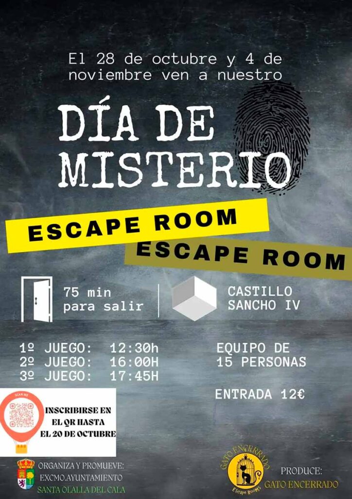Escape Room Castillo de Sancho IV 28 octubre 4 noviembre Santa Olalla del Cala 2023