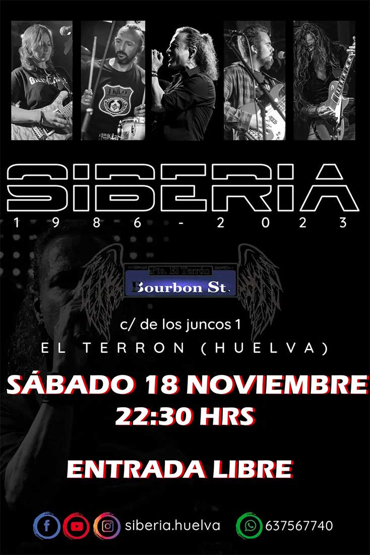 Siberia en concierto Bourbon st El Terron Lepe 18 de noviembre 2023