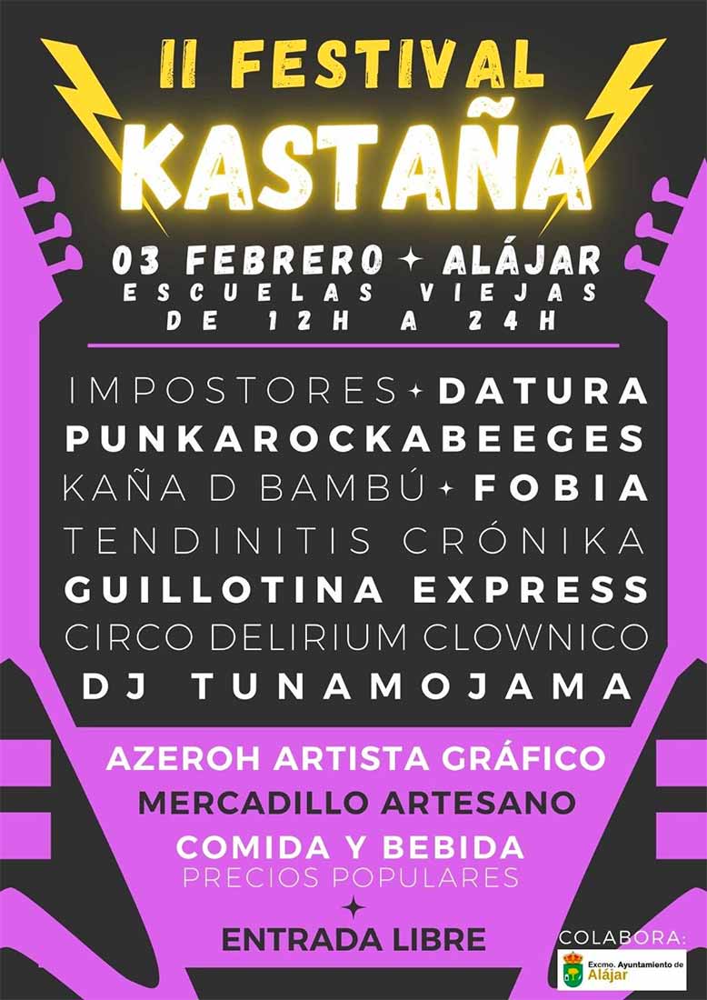 II festival Kastana Alajar 3 de febrero conciertos impostores Daturga Tendinitis cronica Guillotenia Exoress Fobia